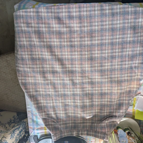 Plaid A-Line Skirt in Soft Pastel Pink and Blue - Picture 2 of 4